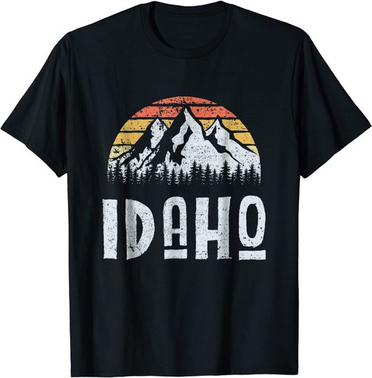 Discover Retro ID Idaho Mountain State Sunrise T Shirt