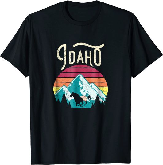 Discover Retro Idaho Mountains Outdoor Wildlife T Shirt