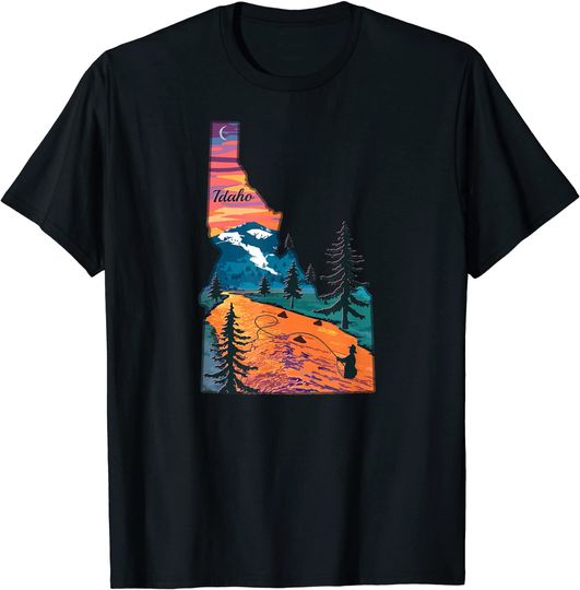 Discover Vintage Fish Idaho State Map T Shirt