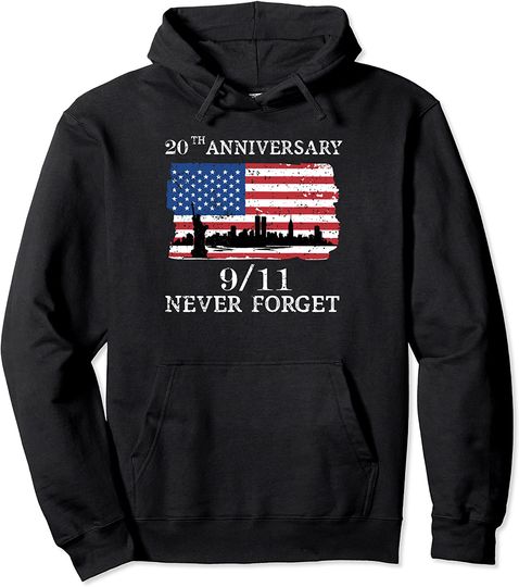 Discover Retro US Flag Never Forget 911 20th Anniversary Patriot Day Hoodie