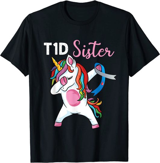 Discover Dabbing unicorn to Support sister Type 1 Diabetes Awareness T-Shirt