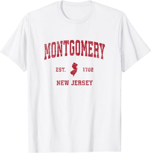 Discover Montgomery New Jersey NJ Vintage Sports Design Red Print T-Shirt