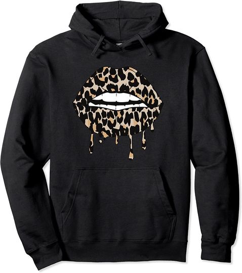 Discover Cheetah Print Kiss, Leopard Print Animal Print Lips Pullover Hoodie