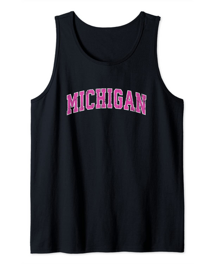 Discover Michigan Vintage Sports Design Pink Tank Top
