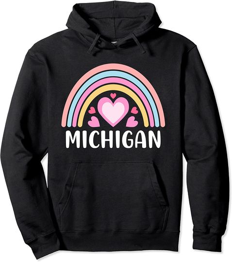 Discover Michigan Rainbow Hearts Pullover Hoodie