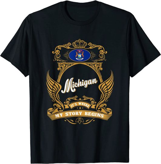 Discover Michigan It's where mah story begins T-Shirt