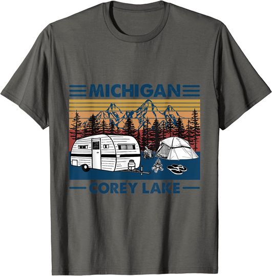 Discover Michigan Corey Lake Funny Fishing Camping Summer T-Shirt