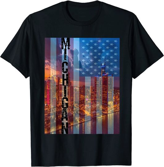 Discover Michigan American Flag T-Shirt