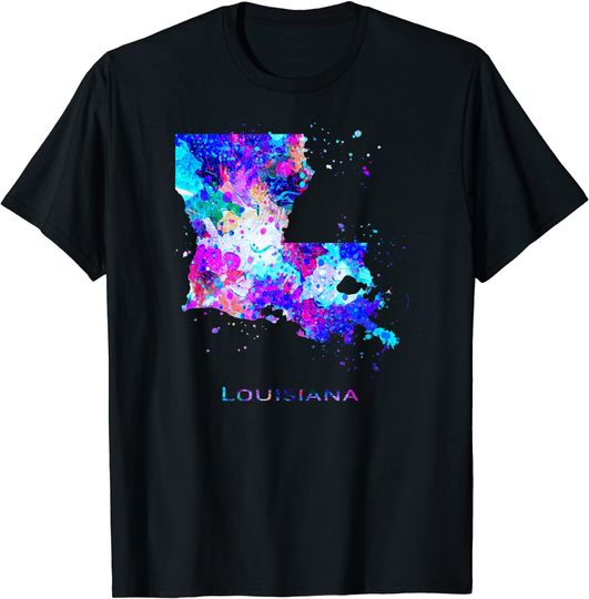 Discover Louisiana Map T Shirt