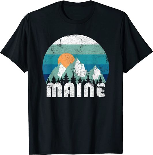 Discover Maine State Retro Vintage T Shirt
