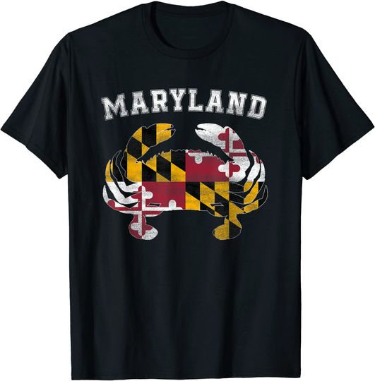 Discover Maryland Flag Blue Crab T Shirt