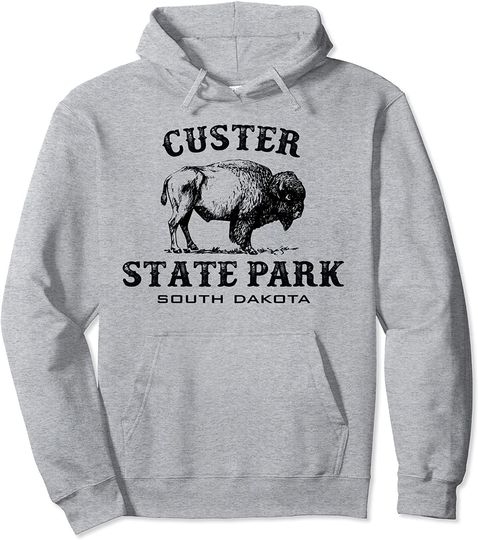 Discover Custer State Park South Dakota American Bison Souvenir Pullover Hoodie