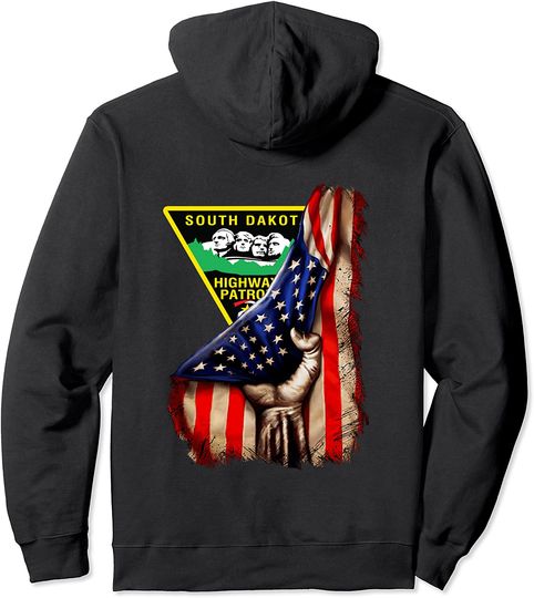 Discover South Dakota Highway Patrol American Flag Pullover Hoodie
