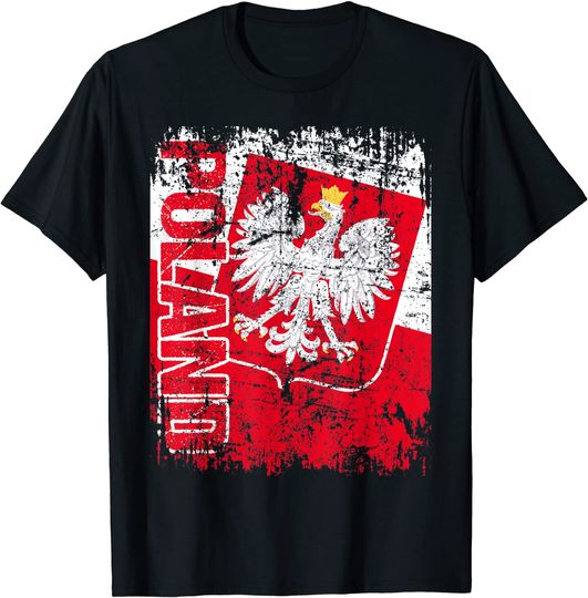 Discover Poland Flag Vintage Distressed T Shirt
