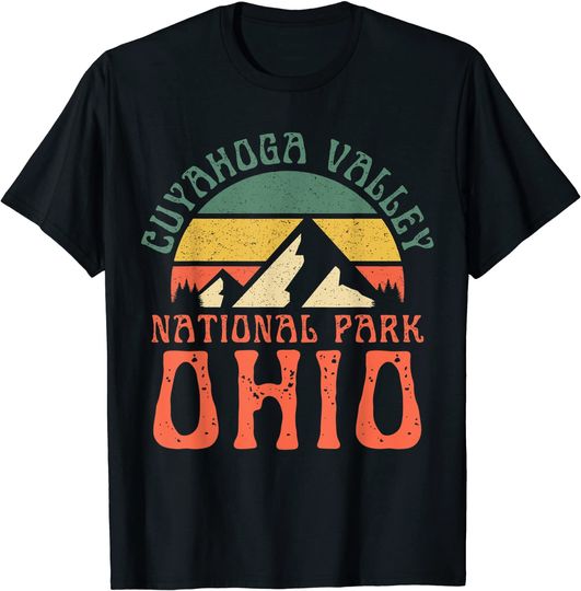 Discover Cuyahoga Valley National Park Ohio Hiking Retro Sunset T-Shirt