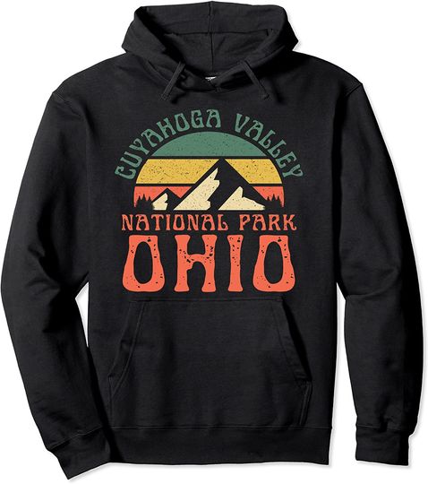 Discover Cuyahoga Valley National Park Ohio Hiking Retro Sunset Pullover Hoodie