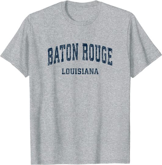Discover Baton Rouge Louisiana LA Vintage Varsity Sports Navy Design T-Shirt