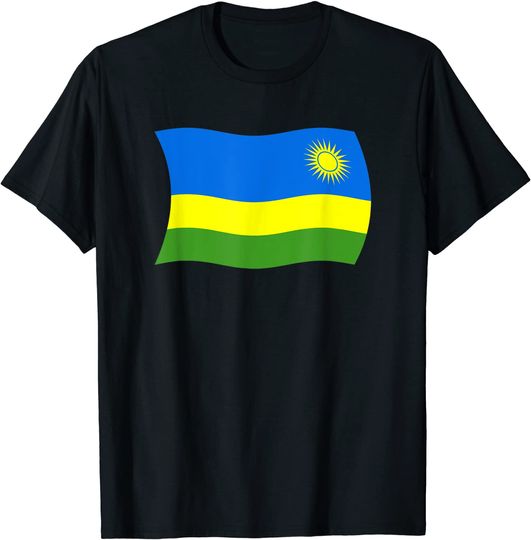 Discover Wavy Flag of Rwanda Africa T Shirt