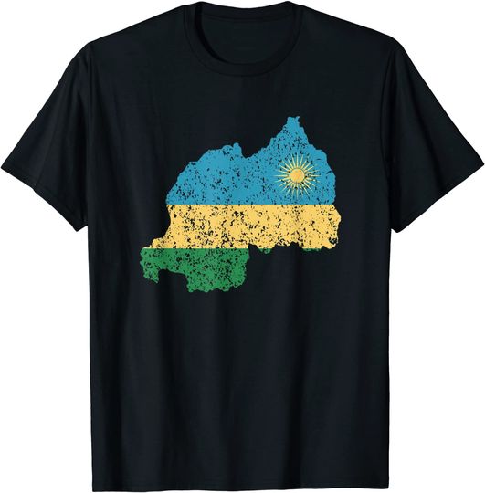 Discover Rwanda Country Map Flag T Shirt