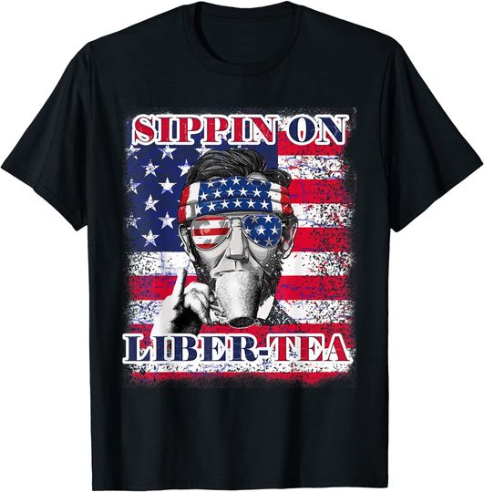 Discover Sippin on Liberty Men Abraham Flag T-Shirt