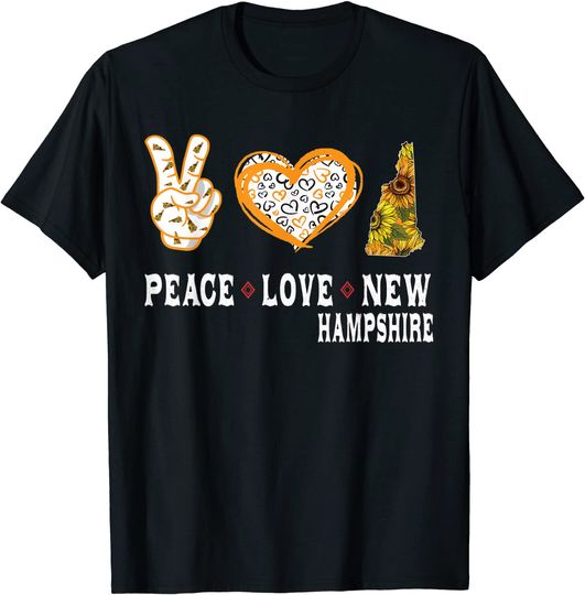 Discover Peace love New Hampshire State Sunflower T-Shirt
