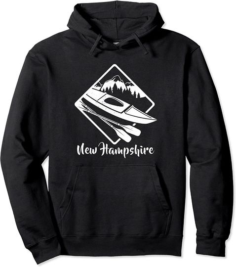 Discover Distressed Visit New Hampshire Mountains Kayak Pullover Hoodie