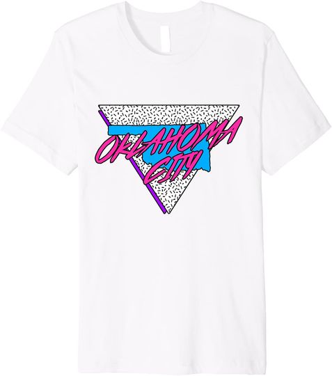 Discover Oklahoma Neon 80s Retro T Shirt