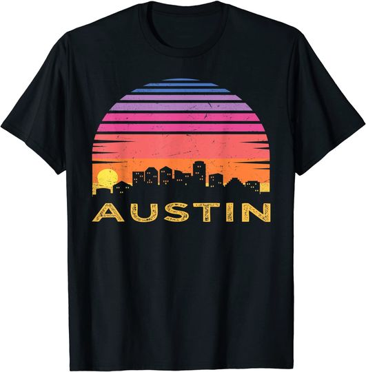 Discover Retro Sunset Austin Texas T Shirt