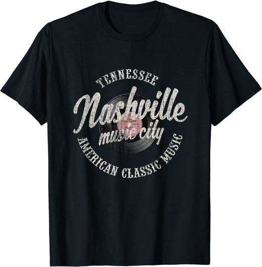 Discover Nashville Music City Vinyl Vintage T Shirt