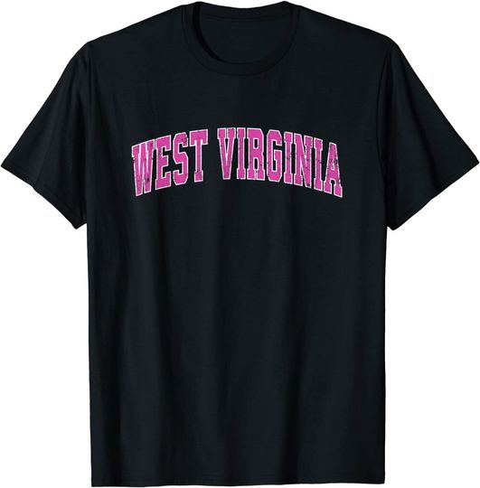 Discover West Virginia Vintage Sports Design Pink T-Shirt