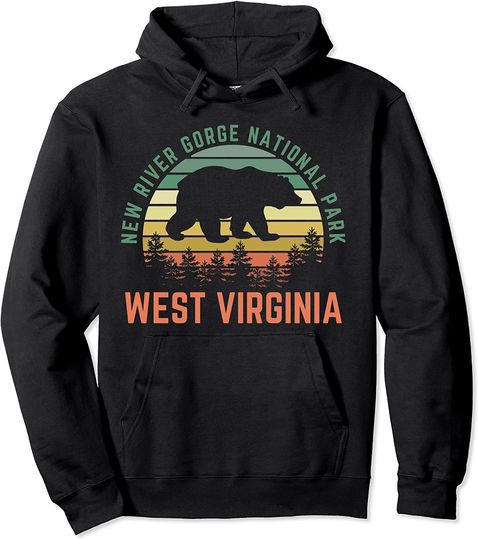 Discover New River Gorge National Park West Virginia Bear Nature Pullover Hoodie