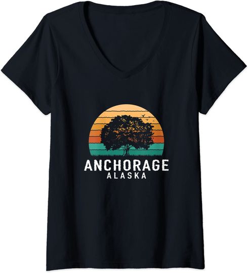Discover Anchorage Vintage Sunset Alaska Souvenir T Shirt