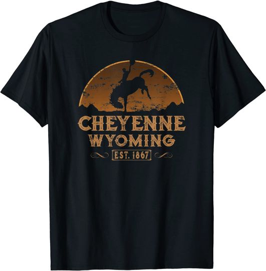 Discover Cheyenne Wyoming Rodeo Cowboy T Shirt