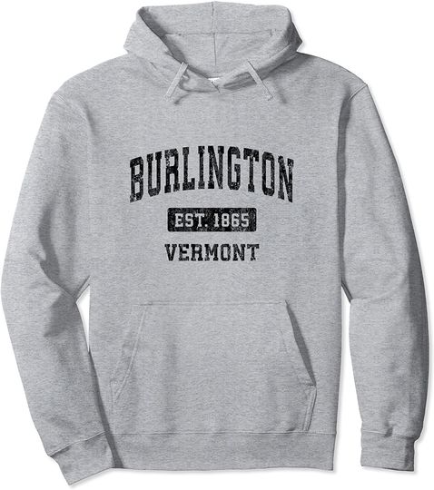 Discover Burlington Vermont Vintage Sports Black Pullover Hoodie