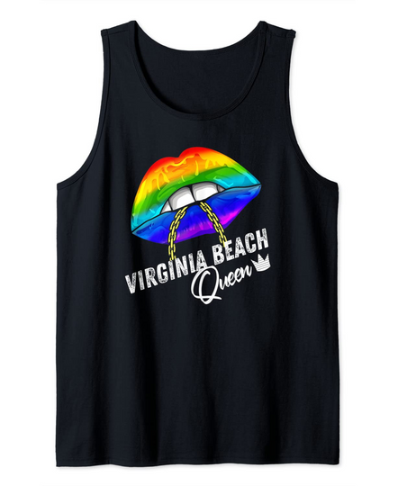 Discover Virginia Beach Queen LGBTQ Gay Pride Flag Tank Top