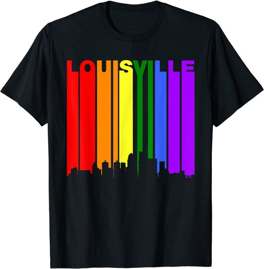 Discover Louisville Kentucky LGBTQ Gay Pride Rainbow Skyline T Shirt