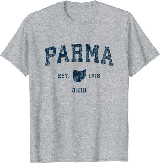 Discover Parma Ohio OH Vintage Sports Design Navy Print T-Shirt