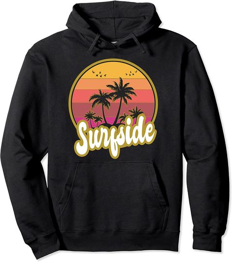 Discover Surfside Florida beach retro sunset Pullover Hoodie