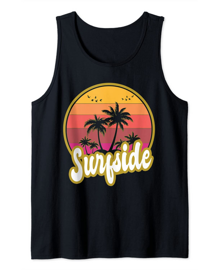 Discover Surfside Florida beach retro sunset Tank Top