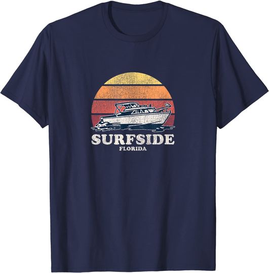 Discover Surfside Vintage Boating 70s Retro Boat T-Shirt