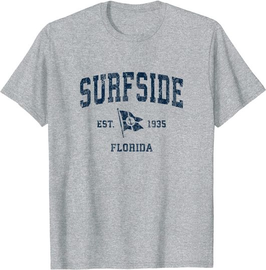 Discover Surfside Vintage Sports Navy Boat Anchor Flag T-Shirt