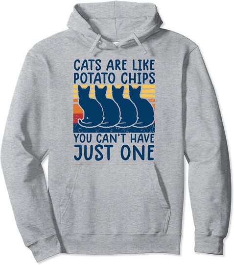 Discover cats are like potato chips Pullover Hoodie