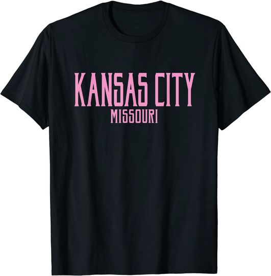 Discover Kansas City Missouri Vintage Text Pink T Shirt