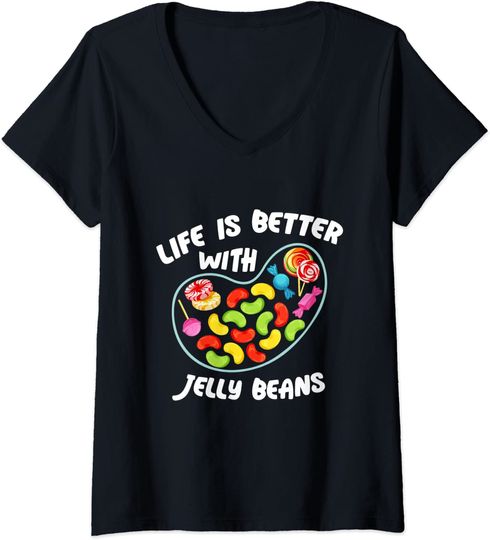 Discover Life Better Jelly Bean Candy Fruity Juicy Day V-Neck T-Shirt
