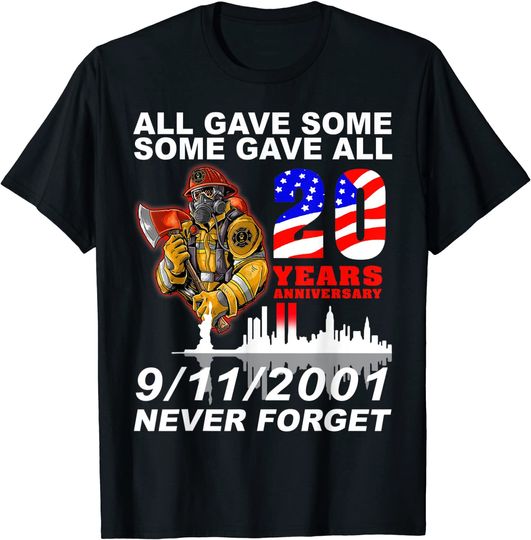 Discover Never Forget 9-11-2001 20th Anniversary Firefighters T-Shirt