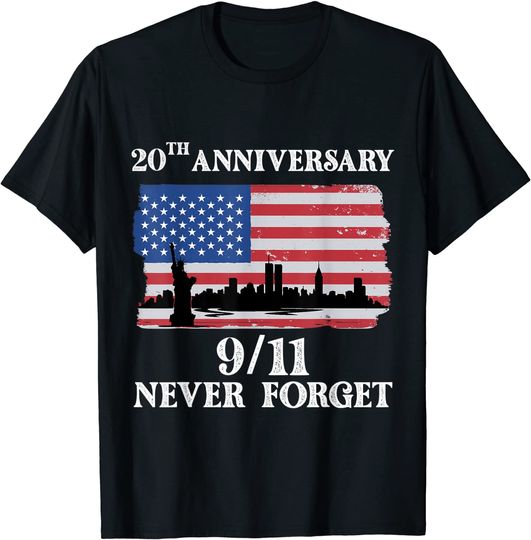 Discover Never Forget 9/11 20th Anniversary 2021 Usa Flag T-Shirt