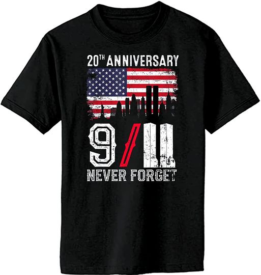 Discover Never Forget 9/11 20th Anniversary Patriot Day 2021 T-Shirt Black