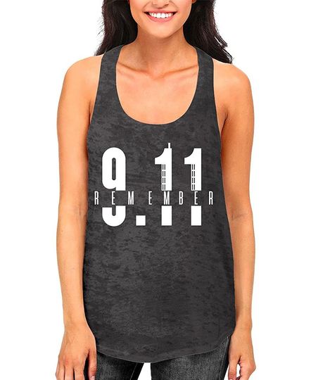 Discover Remember 9/11-20th Anniversary NYC Twin Towers Women's Burnout Racerback Tank Top