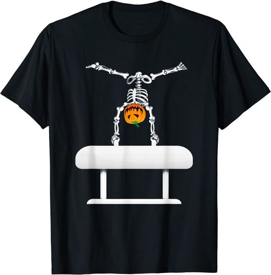 Discover Skeleton Gymnastics Halloween Pumpkin Pommeo Horse TT Shirt