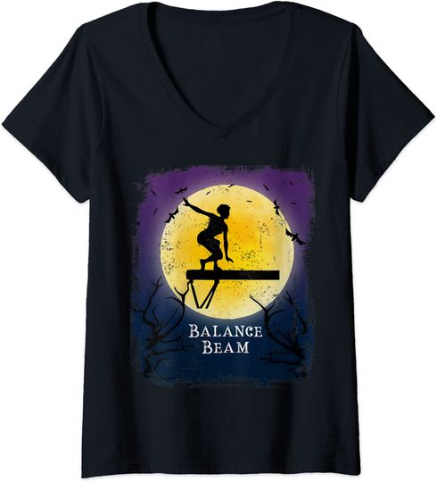 Discover Balance Beam Gymnastics Full Moon Silhouette Halloween T Shirt